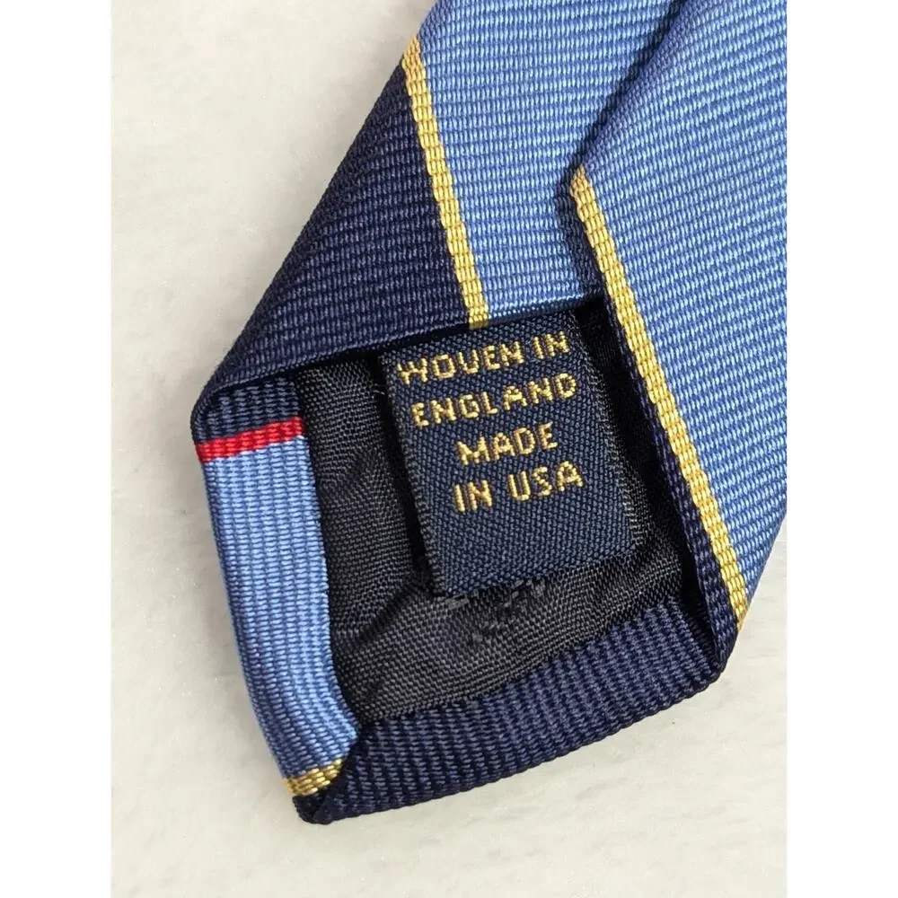 Vintage Brooks Brothers Makers Silk Repp Stripe Tie Made In USA Navy Blue Red